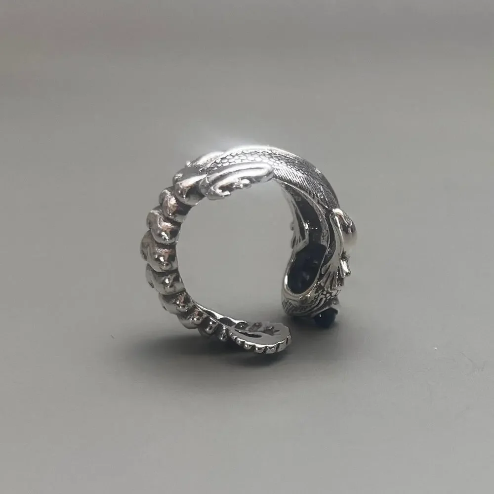 y2k vintage silver gecko ring